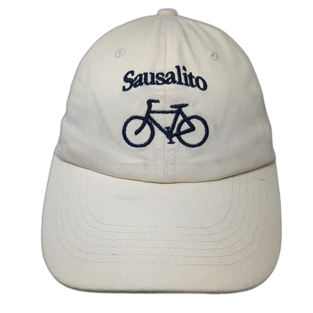 City Wear Baseball Cap Beige Blue One Size Sausalito Bicycle Embroidery Hat
